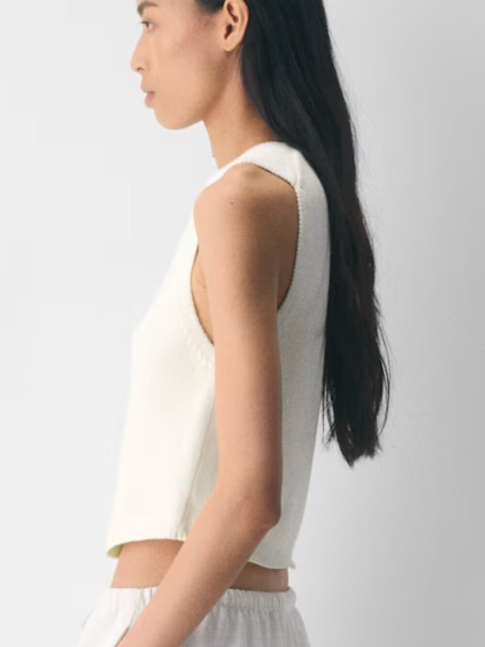 Aritzia Wilfed Cotton Charm Basque Sweater Vest Light Birch White Cream XS - Picture 3 of 4